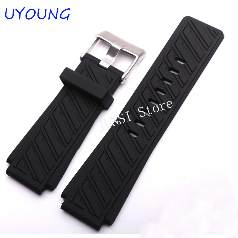 

UYOUNG Watchband Quality Silicone Rubber Watch band For Diesel DZWB0001|DZ4243N For Men 22mm Black Silicone Bracelet