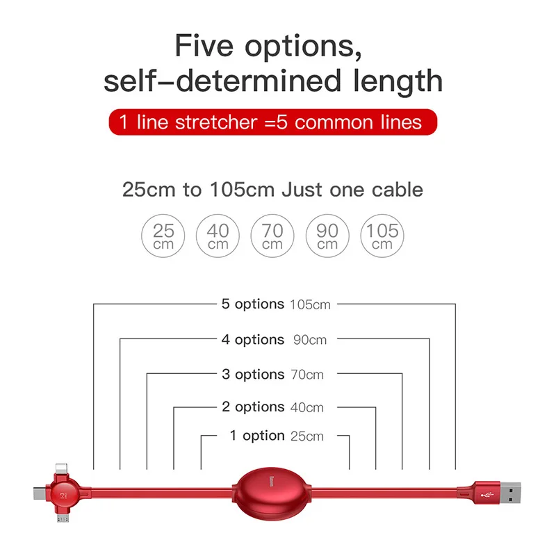 Baseus портативный 3 в 1 кабель с разъемом micro usb type C для iPhone X xs max 3 в 1 USB кабель зарядного устройства для samsung galaxy s9 s8