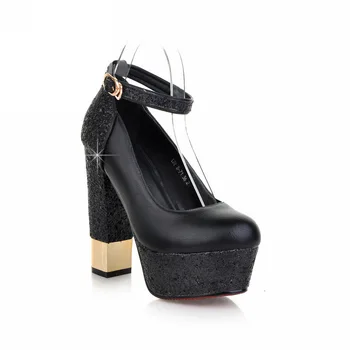 

The spring and autumn period and the new bride shoes fashion thick with ultra-high with sequins cingulate