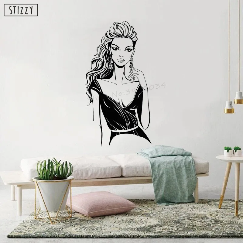 Настенная Наклейка stizzy Woman Beauty Salon Art Виниловые наклейки на стену для девочек Spa