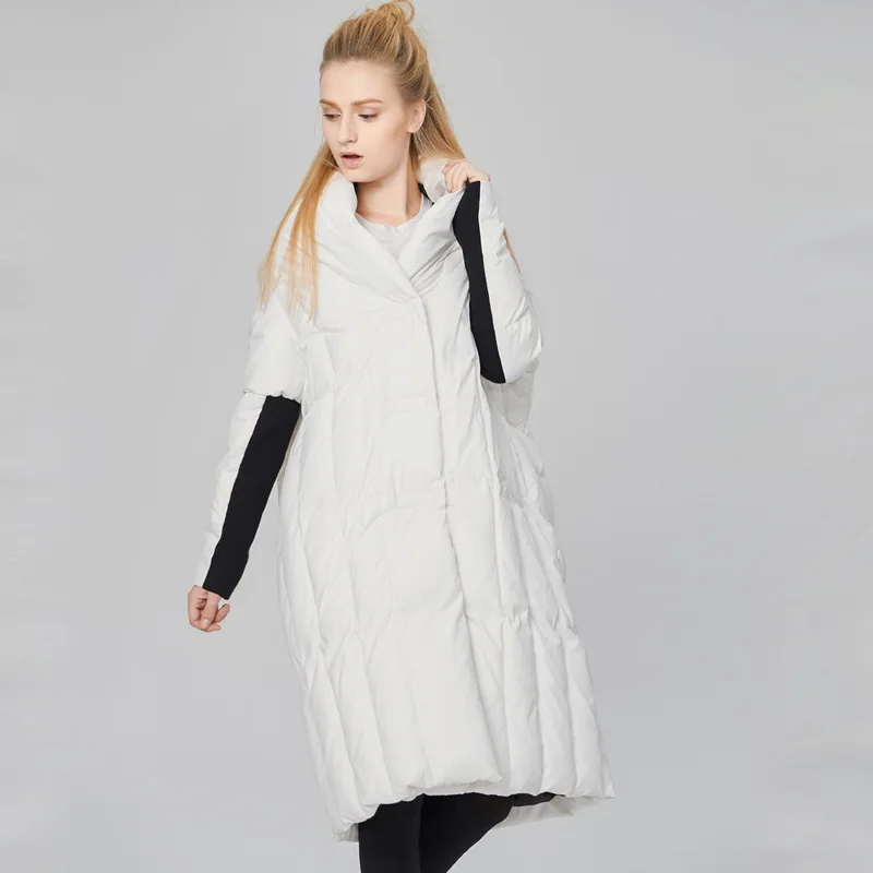 Women White Fashion Down Jackets Women Winter Long Quilted Coatin Down