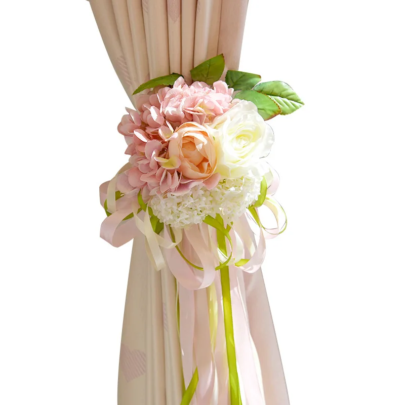  Wedding Bouquet Roses Artificial Flowers Ribbon Blue Hydrangea     (1)