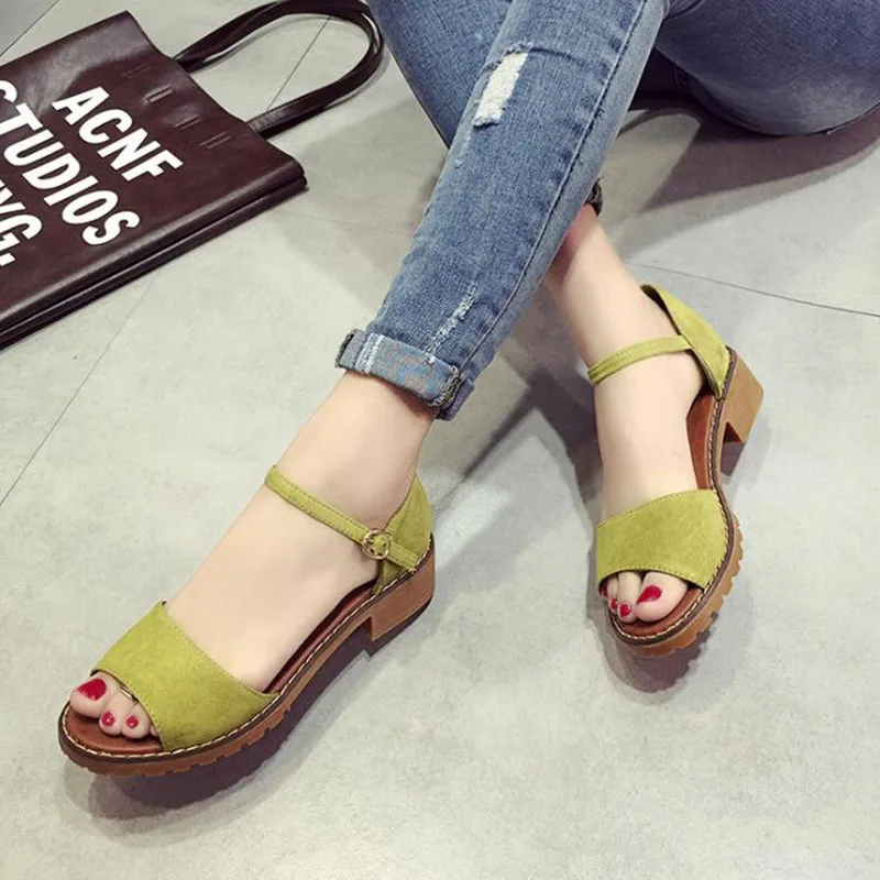 

2019 Summer Beach Shallow Ankle Wrap Strap Low Heel Platform Sandals Slip On Flip Flops Casual Safety Shoes Women Sandals 856
