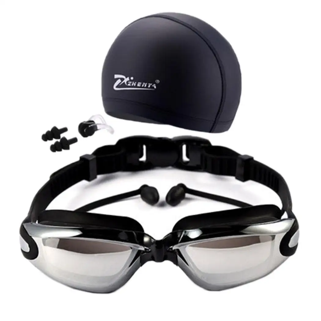 Waterproof With Hat Ear Plug Nose 48mm Multi Clip 59mm Suit Black Blue Pink Silver Swimming Goggles | Спорт и развлечения