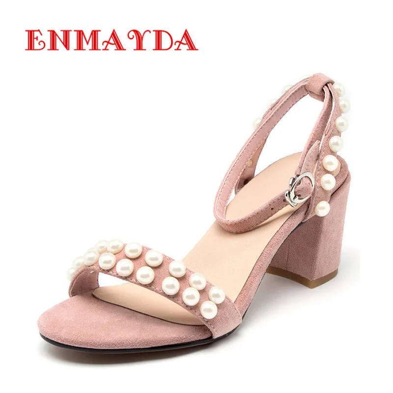 

ENMAYER High Heels Open Toe String Bead Charms Summer Sandals Shoes Woman Cross-tied Shoe in Womens Sandals Pumps