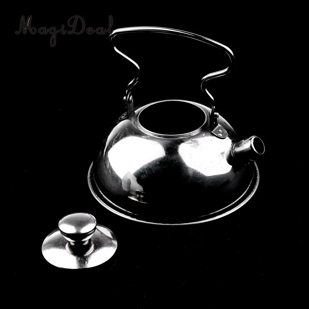 MagiDeal Hot Sale 1Set Stainless Steel Tea Kettle Kitchen Kitchen Cooking Cookware Kids Children Pretend Play Toy