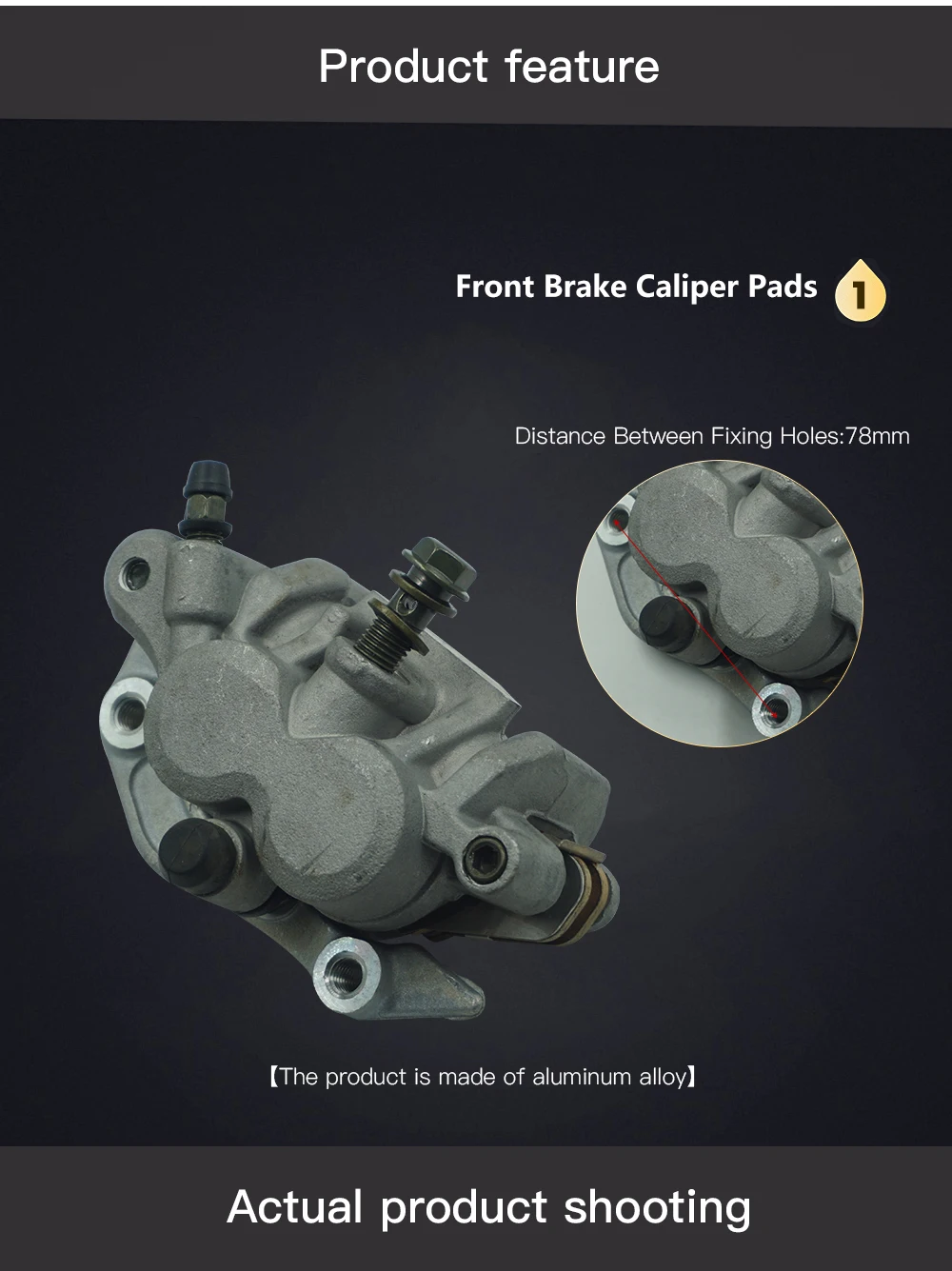 NICECNC Front Brake Caliper With Pads Replace Honda CR125R CR250R 2000 CRF150F CRF230F 2003-2009,2012-2016 XR650R 2000-2007