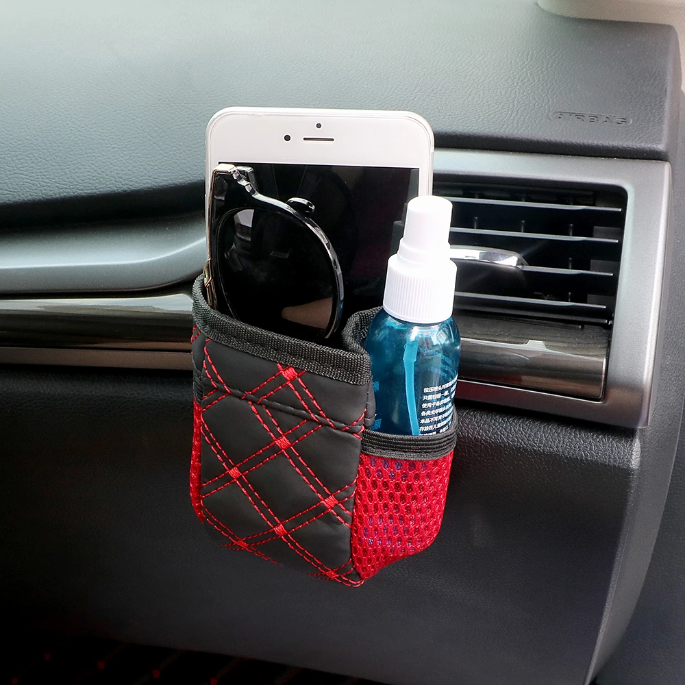 YOSOLO Red Pocket Organizer Phone Holder Grid Net Car Outlet Storage Bag Holder Accessory hanging Bag YOSOLO Red Pocket Organizer Phone Holder Grid Net Car Outlet Storage Bag Holder Accessory hanging Bag