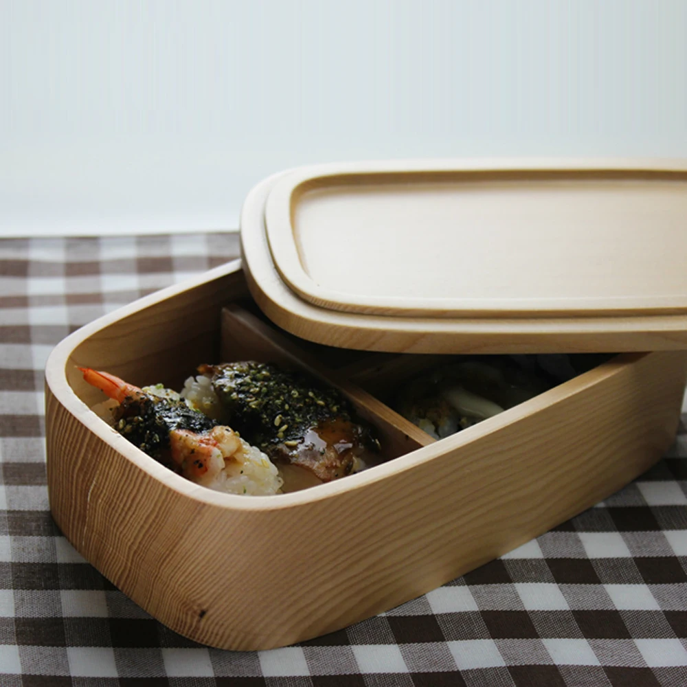 Superior Handmade Wooden Portable Travelling Lunch Box Japanese Style