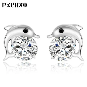 

Fashion luxury crystal earrings dolphin sound female silver color jewelry cute beautiful earrings beautiful gifts