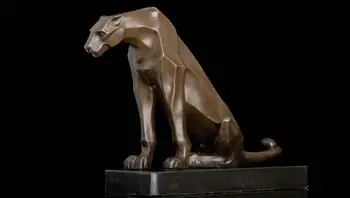 

Western Abstract Art Sculpture Pure Bronze Copper Marble Leopard Statue Figurine