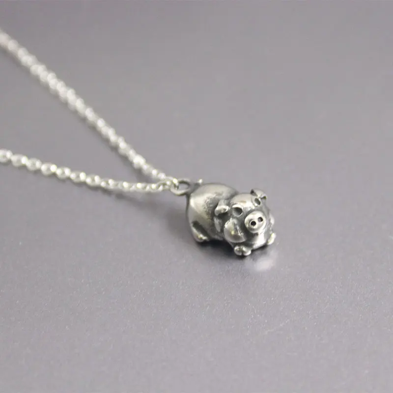

1pc Vintage 3D Pig Stainless Steel Custom Necklace Chinese Culture Animal Zodiac Necklace Men Women Memorial Jewelry