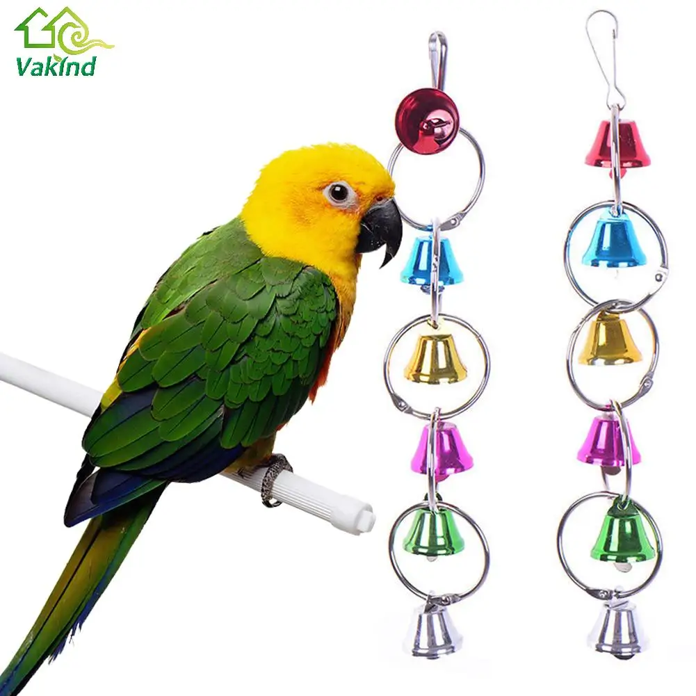 Parrot Bird Toys Metal Ring Bell Hanging Cage Toys For Parrot Squirrel Parakeet 