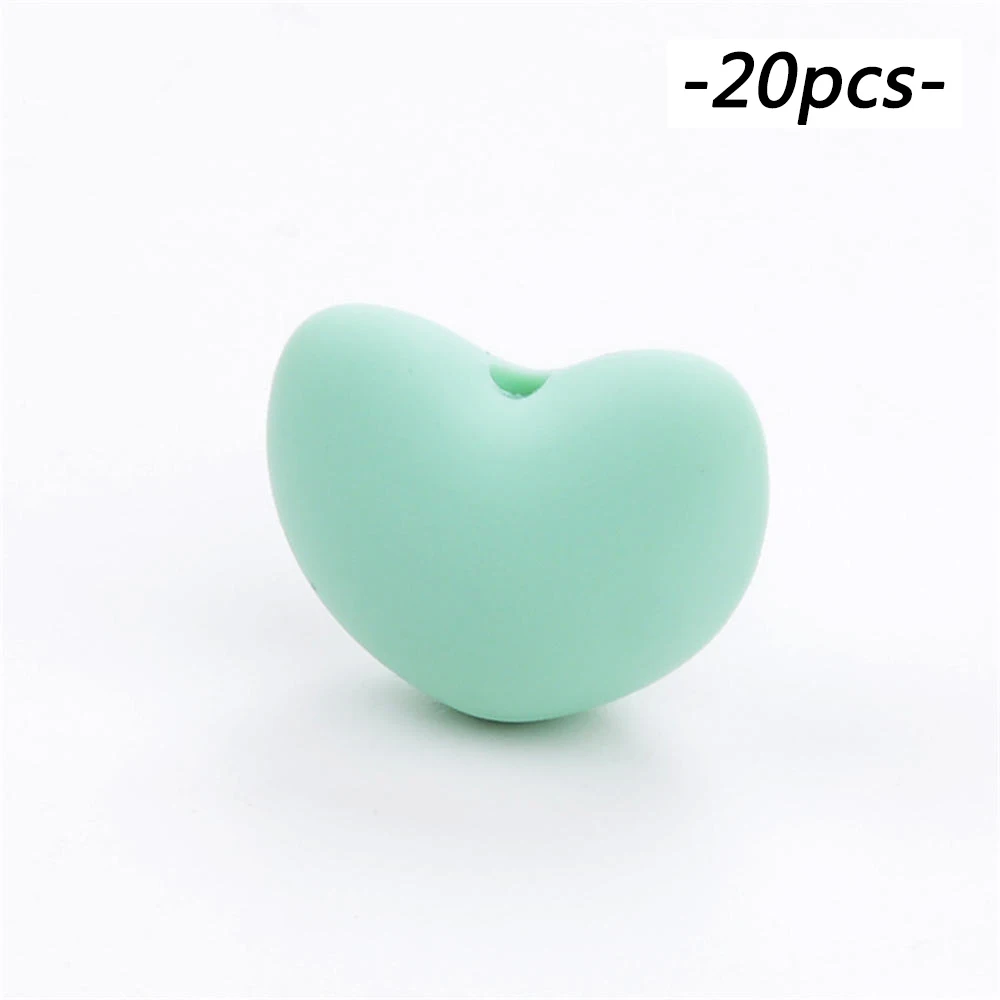 LOFCA силиконовый Прорезыватель в форме сердца, детский силиконовый прорезыватель, 20 шт., жевательная пустышка, клипса, сделай сам, ювелирное изделие - Цвет: mint