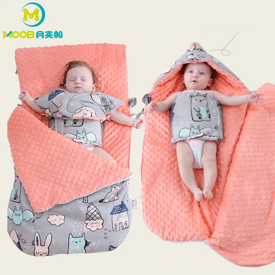 

800g! Baby Stroller Sleeping Bag Winter Thicken Warm Kids Sleeping Bags Outdoor Envelops Super Soft Cartoon Infant Footmuff
