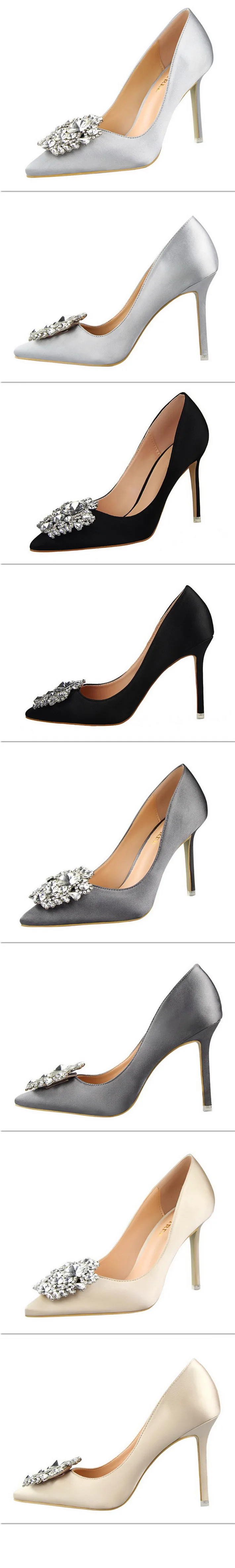 Туфли bigtree; женские туфли-лодочки на высоком каблуке; женские свадебные туфли с острым носком и кристаллами; классические модные туфли-лодочки; женская обувь