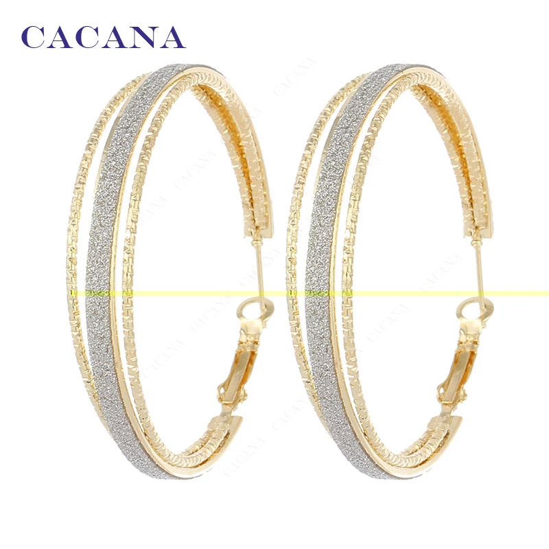Длинные серьги кольца CACANA для женщин круглые в течение 2 колец бижутерия хит