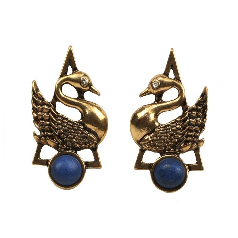 

Economic vintage triangle lapis swan earring fashionable immitation lapis stud earrings