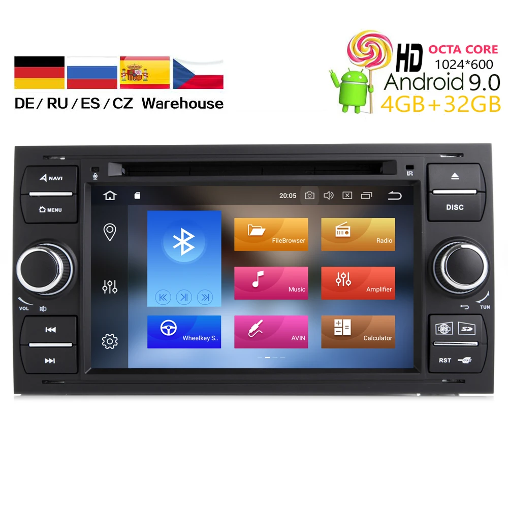  HIRIOT Car Android 9.0 DVD GPS Player For Ford Focus Transit C-Max S-MAX Mondeo Kuga Auto Navi Ster