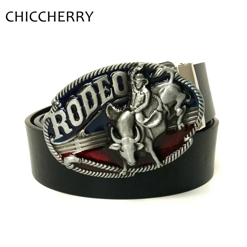 Fashion Men's Jeans PU Leather Belts Rodeo Western Cowboy Big Belt
