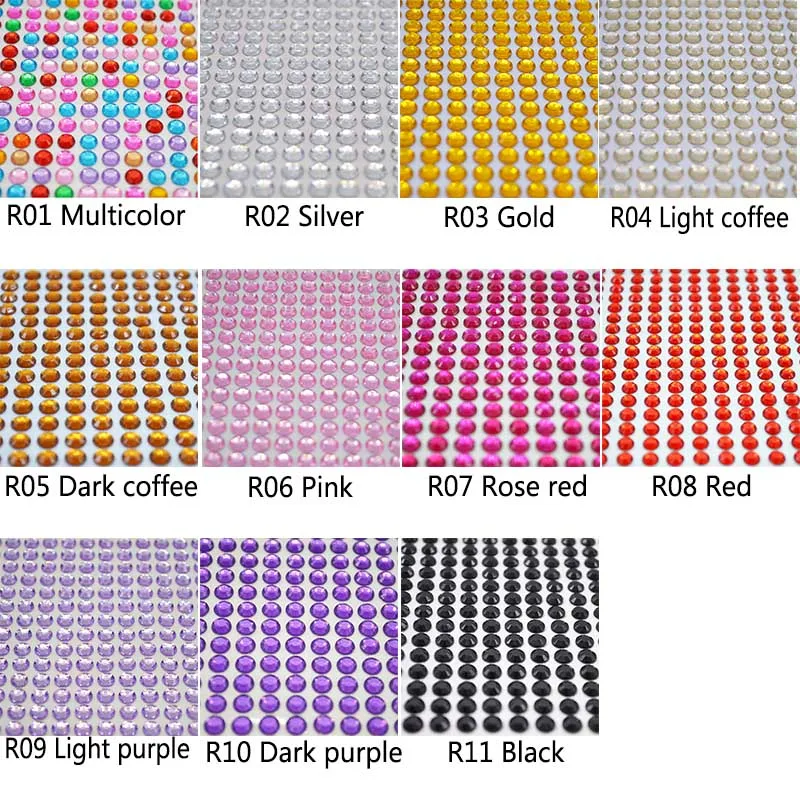 50pcs Round 10mm Self Adhesive Rhinestone Sticker Gems/Stick On