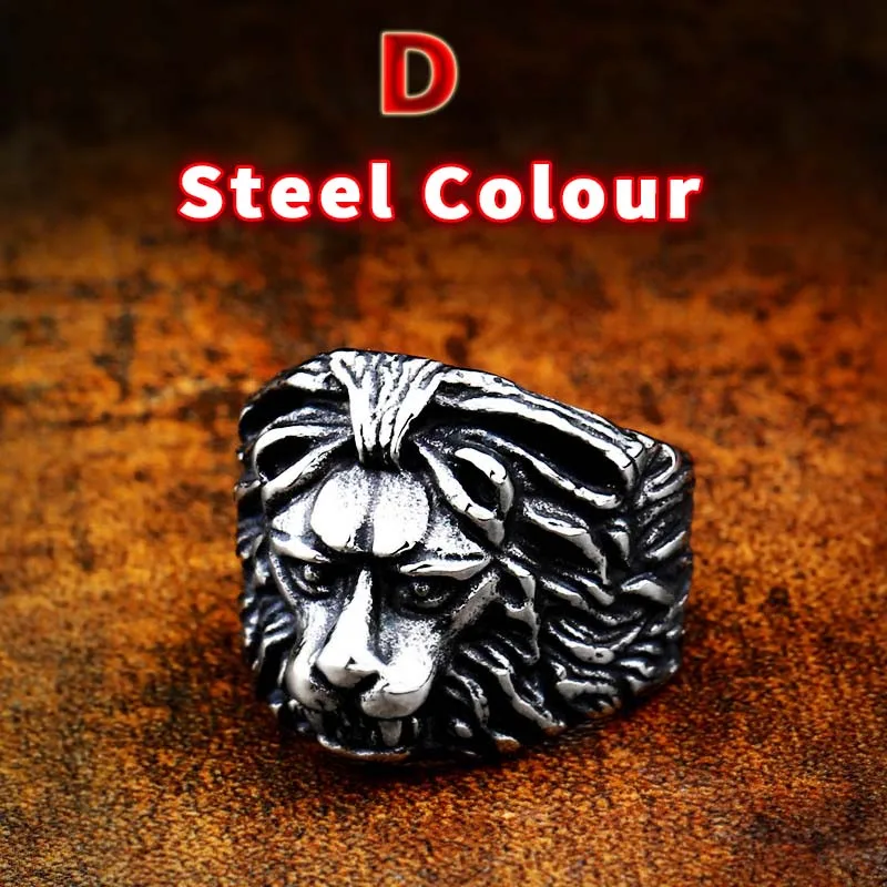 Байер 316L нержавеющая сталь Нос Викинг реалистичные лев тигр животное амулет один для мужчин скандинавский кольцо ювелирные изделия LR307 - Цвет основного камня: D STYLE Steel