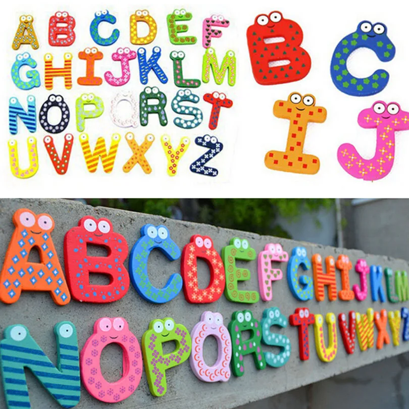 26 Pcs Letters Wooden Kids Wooden Alphabet Fridge Child