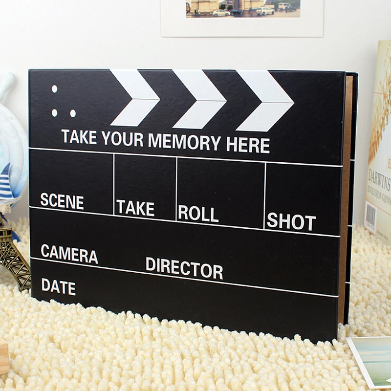 10 Inch Personalized DIY Paste Type Clapperboard Style Photo Album Handmade Scrapbooking Black