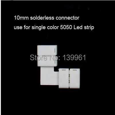 10pcs 10mm Solderless Right Angle Connector for Single Color 5050 Led Strip