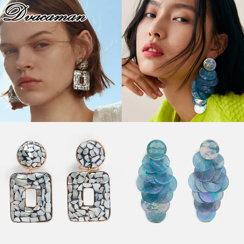 

Dvacaman Bohemian Geometric ZA Square Drop Earrings Women Handmade Wedding Dangle Jewelry Colorful Crystal Statement Earrings