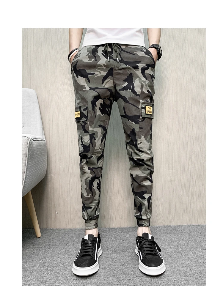 Мода летние брюки мужские камуфляжные с принтом мужские шаровары Slim Fit уличная универсальная боковая карманная брюки мужские 34-28 хит