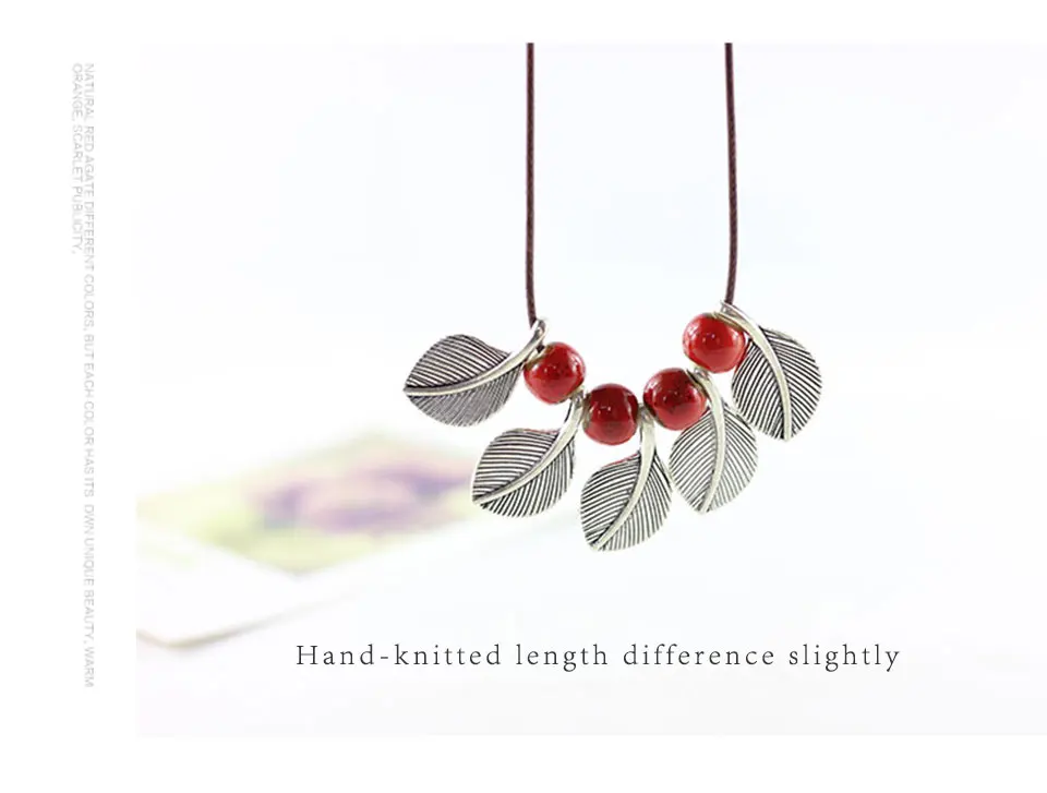 Ceramic Flower Glaze Leaf Necklace Women's Simple Temperament Clavicle Chain Pendant Clothes Jewelry Wild To Send Girls Gifts (9)