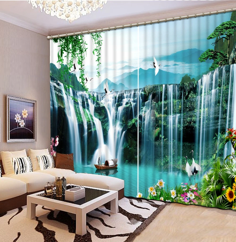ستائر صور ثلاثية الأبعاد تأثير شلال ثلاثي الأبعاد للحمام غرفة المعيشة تعتيم حديث Curtains Aliexpress