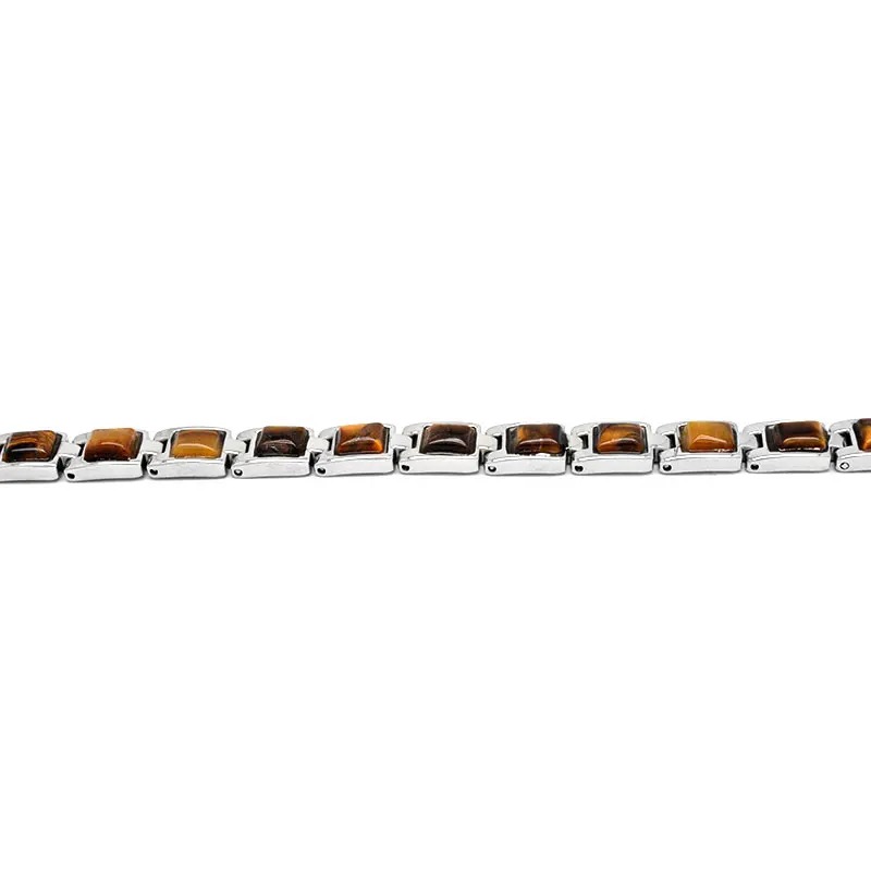 Escalus Магнитный Нержавеющая сталь браслет женские Кофе коричневый полу-драгоценные камни браслет женский шарм