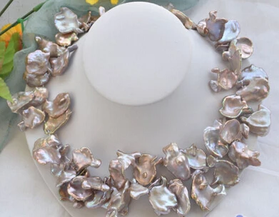 

Miss charm Jew1081 18" LAVENDER BAROQUE lamina KESHI REBORN PEARL NECKLACE