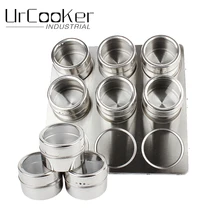 9 teile/satz Hochwertige Nützlich Spice Edelstahl Magnetische Cruet Gewürze Gewürz Rack Töpfe Gesetzt Für Gewürz