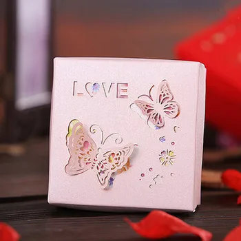 

free shipping lovely hollow out three-dimensional butterfly pattern wedding box,7cm*4.5cm*7cm,200pcs/lot,TZSJ6-5