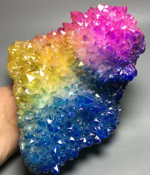 

1272g More color Aura Quartz Crystal Titanium Bismuth Silicon Cluster Rainbow wireless routers