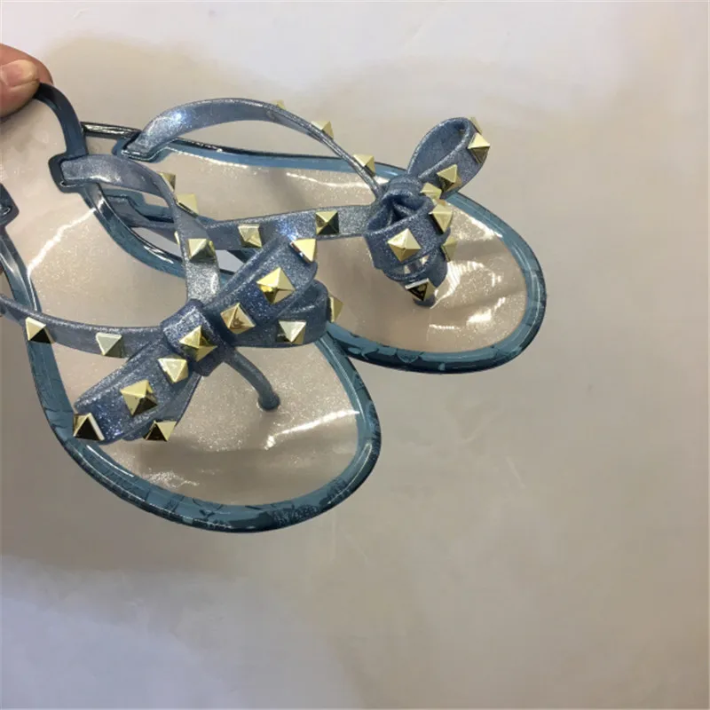 New Fashion Summer Woman Sandals Rivet Studs Flip Flops Slip On Bow knot Flat Slippers Studded Cool Beach Slides Jelly Shoes New Fashion Summer Woman Sandals Rivet Studs Flip Flops Slip On Bow knot Flat Slippers Studded Cool Beach Slides Jelly Shoes