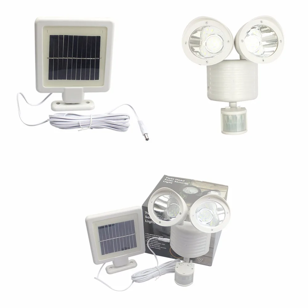 

Solar Human Body Sensing Light 22LED Waterproof Garden Wall Light Home Solar Street Light Double Head Spotlight