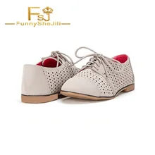 Светло-серая удобная обувь; винтажные оксфорды на плоской подошве с вырезами; сезон весна-осень; привлекательная, несравненная, пикантная, элегантная обувь; FSJ