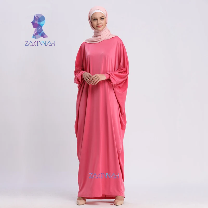 LR159 асимметричное повседневное мусульманское abaya летучая мышь рукав макси платье кардиган свободный длинный халат ислам сплошной цвет платье молитвенная одежда - Цвет: pink