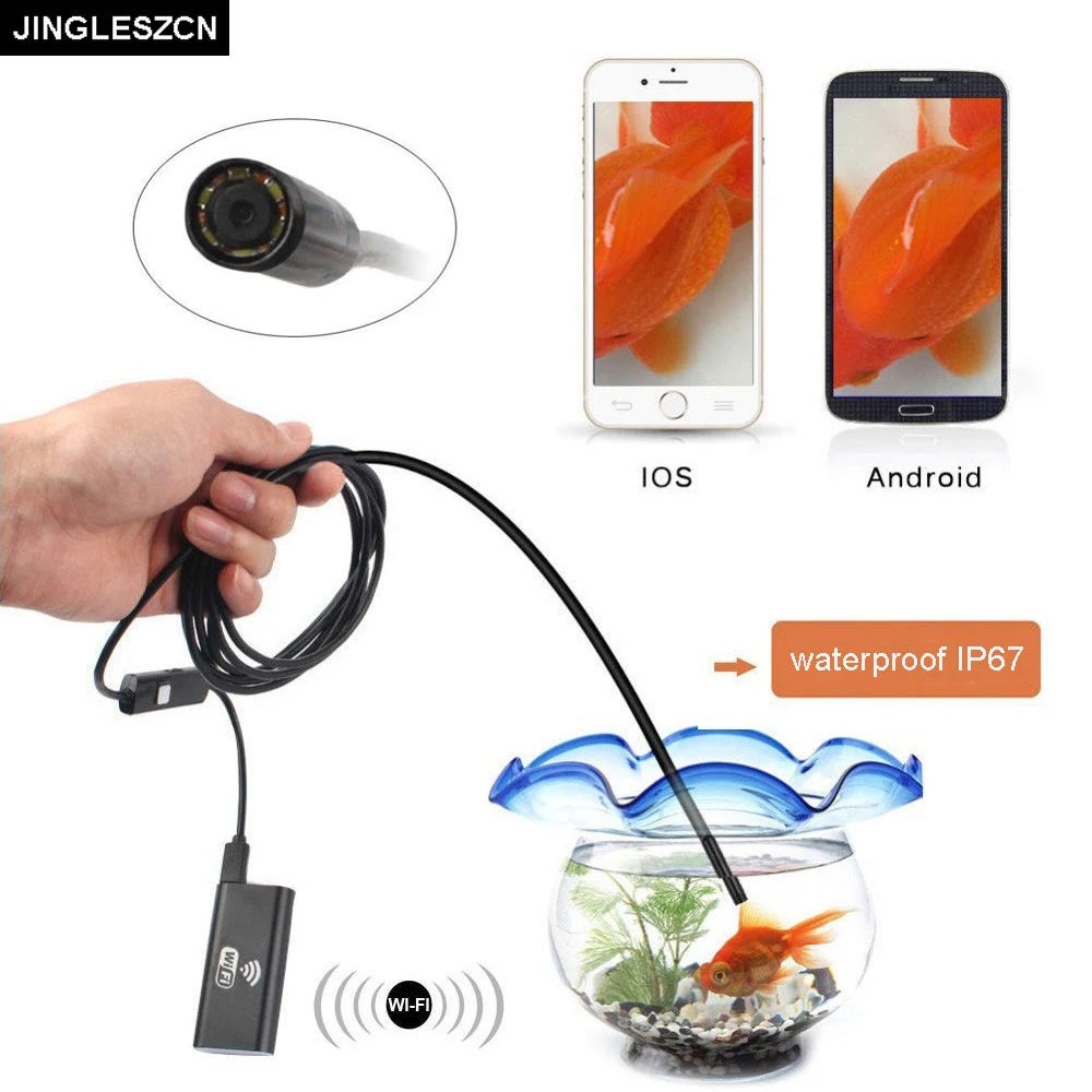 

JINGLESZCN Wifi Endoscope Camera 8mm 1.5m Waterproof Cmos Inspection Borescope For IOS Windows Android PC Computer Hard Tube
