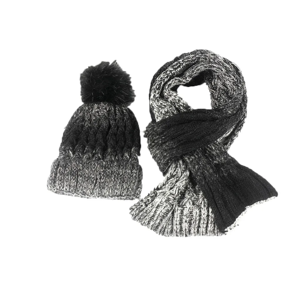 Осень-зима любителей Вязаная Шапка-бини девушка Knitt шарф Двойка комплект Кепки Для женщин осень Mujer Invierno touca Inverno
