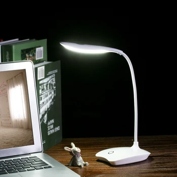 

Eye-Caring Desk Lamp White LED USB Ultralight Dimmable Rechargeable Touch Control Table Light Studying Reading 360° Rotatable