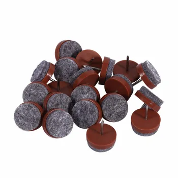 

20pcs/lot 20mm Brown Plastic + Felt + Metal Material Furniture Table Chair Stool Leg Nail-on Felt Floor Protectors Pad Slide