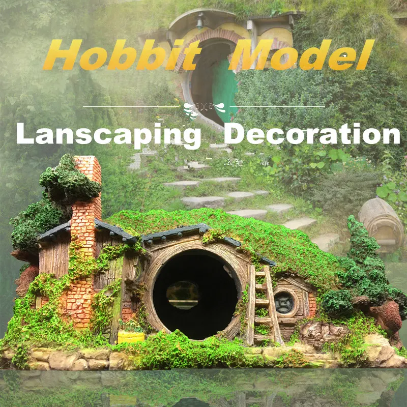 

New Hobbit Model Aquarium Shelter House Decoration Reptile Fish Shrimp Tank Hiding Rock Cave Lanscaping Ornament