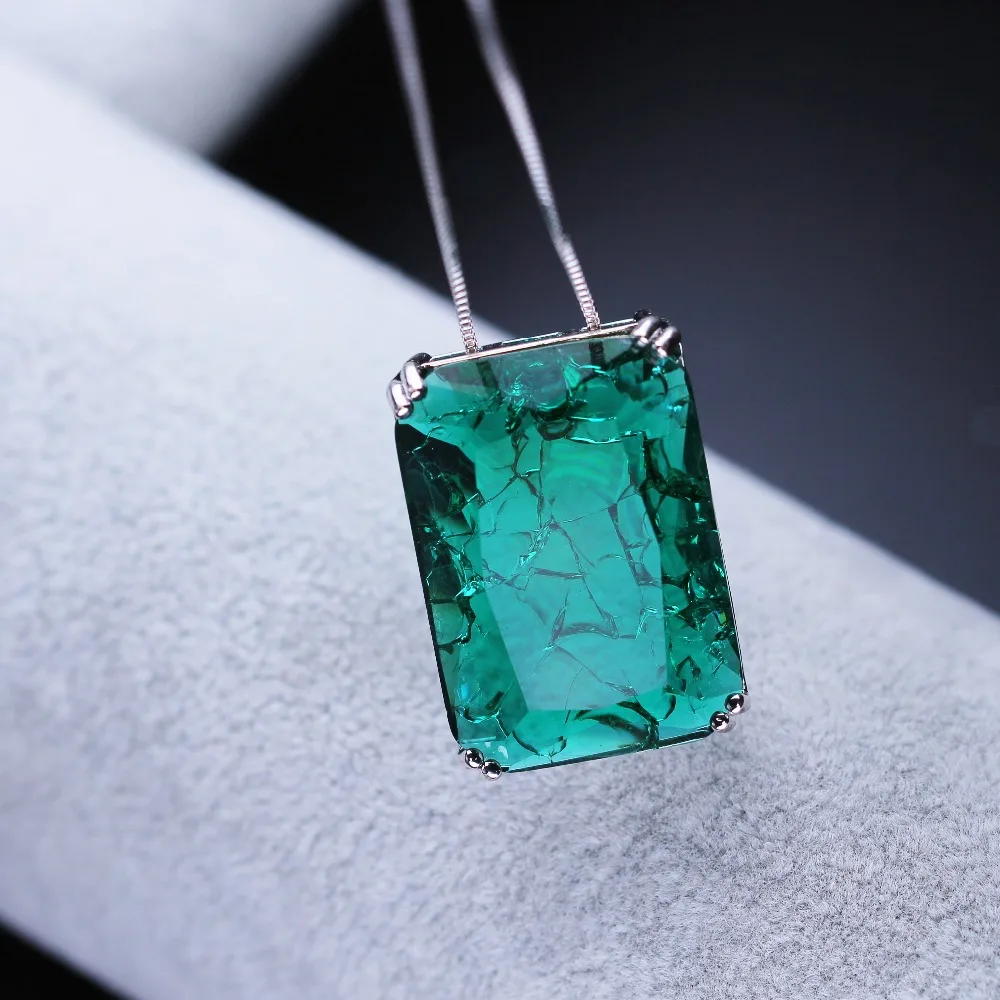 

Newranos Lab Created Fusion Stone Square Shape Pendant Necklace Big Pendant Fashion Jewelry for Women Gift NFX001802