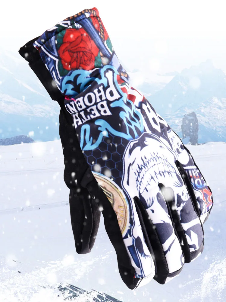 Зимние теплые перчатки для сноуборда, лыж, мотоциклетные велосипедные перчатки Нескользящие ветрозащитный водонепроницаемый для снега лыжные перчатки для мужчин и женщин - Цвет: Color 1
