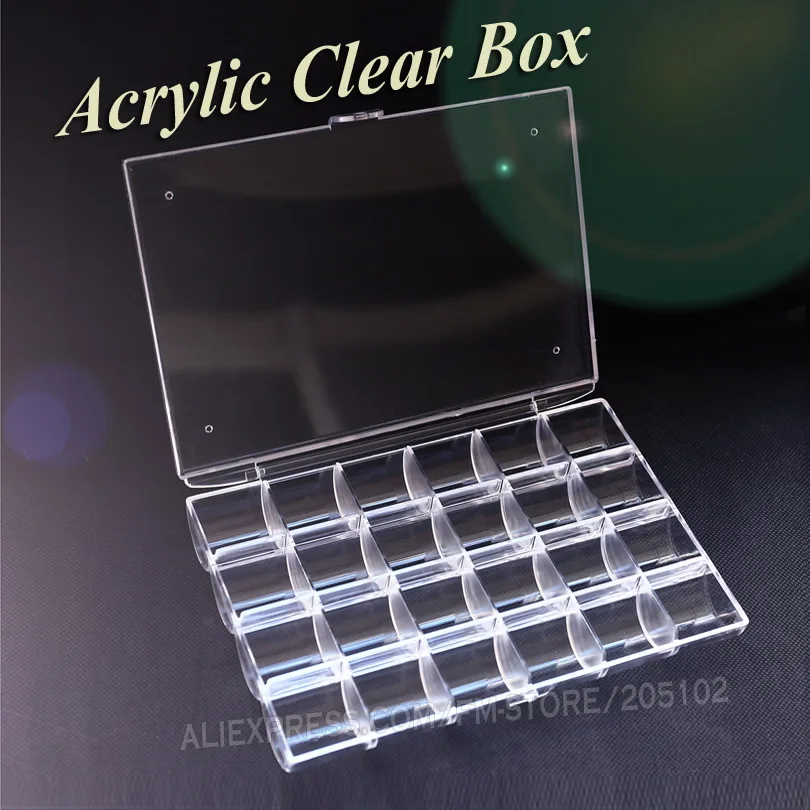 

High Quality Acrylic Clear Box Storage fixed compartments for DIY Nail Art Accessory Jewelry beads Craft portable container case